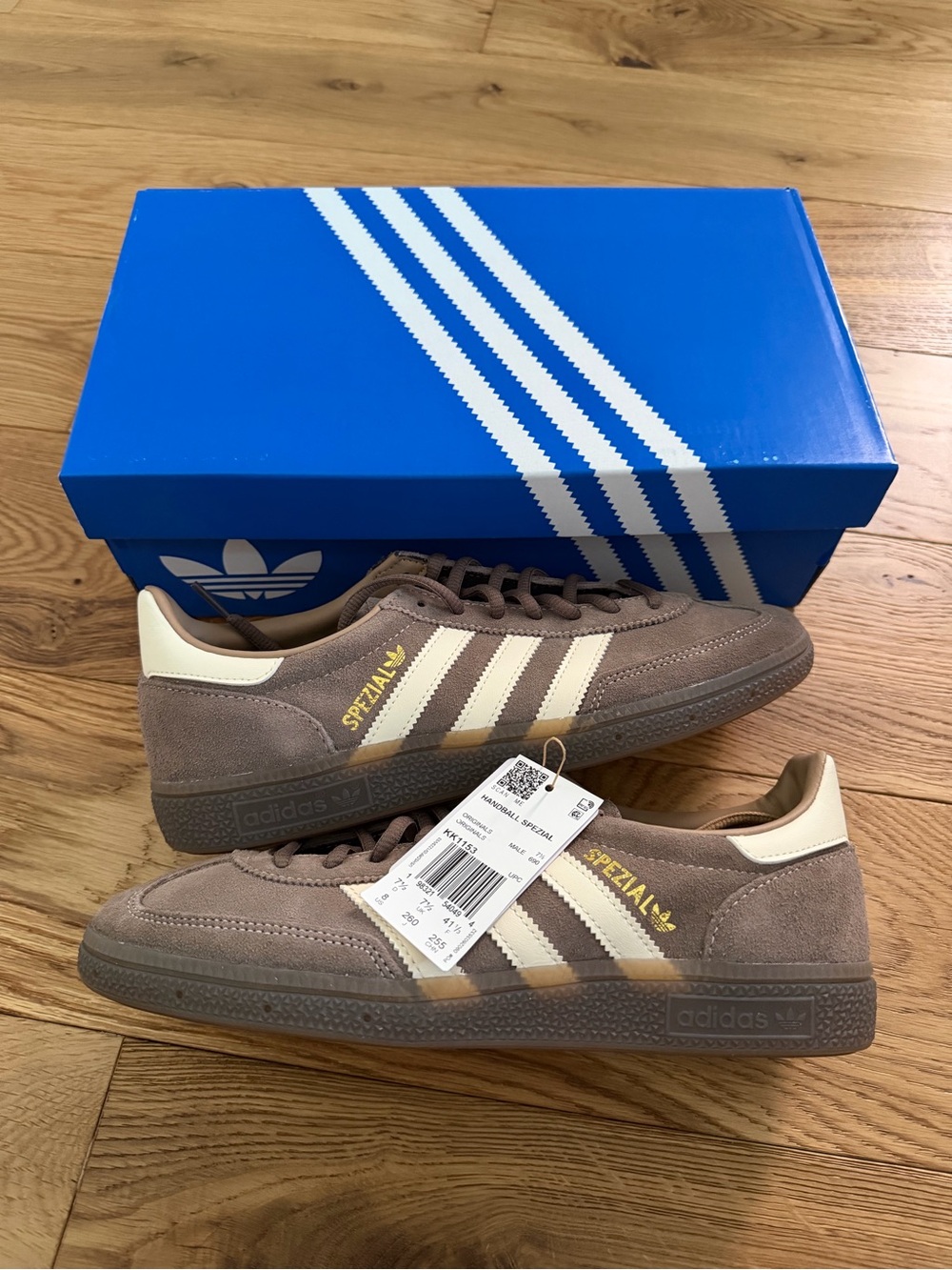 NWT Adidas Handball Spezial Earth Strata Wonder White Gum Sneakers Size 8